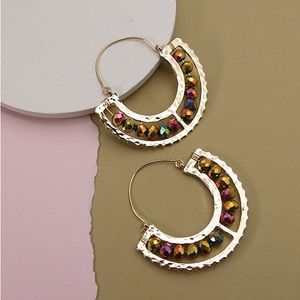 Half moon U drop beaded earrings